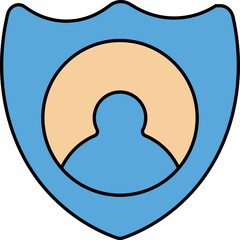 Poster - User Shield Icon In Blue And Orange Color.