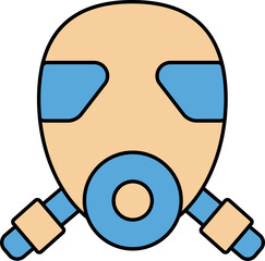 Poster - Respirator Or Gas Mask Icon In Blue And Orange Color.