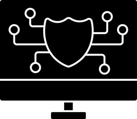 Sticker - B&W Color Security Shield In Monitor Icon.