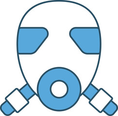 Sticker - Respirator Or Gas Mask Icon In Blue And White Color.