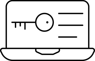 Poster - Key In Laptop Screen Black Line Art Icon Or Symbol.