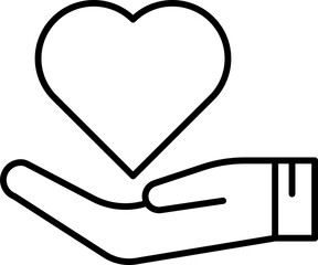 Poster - Heart On Hand Symbol Or Icon In Black Outline.