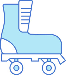 Poster - Illustration of Roller Skate Icon In Blue And White Color.