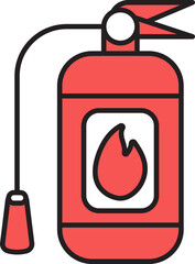 Sticker - Fire Extinguisher Icon In Red And White Color.