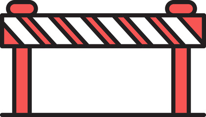 Sticker - Barrier Icon In Red And White Color.