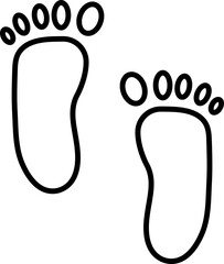 Poster - Little Bare Foot Mark Flat Icon In Black Stroke.