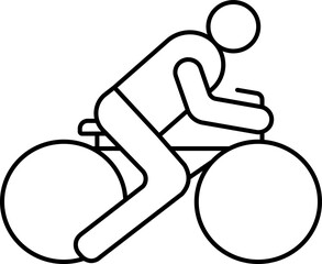 Sticker - Flat Style Man Riding Bicycle Line Art Icon.