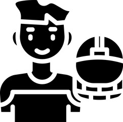 Poster - Vector Illustration Of User Avatar And Helmet In Glyph Style.