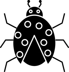 Canvas Print - Ladybug Icon In B&W Color.