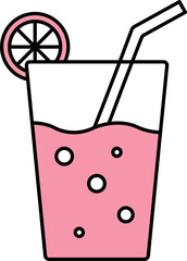 Canvas Print - Lemonade Glass Icon In Pink And White Color.