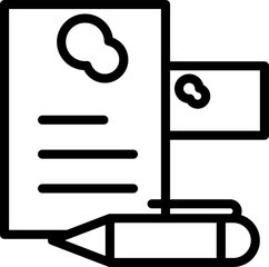 Sticker - Linear Style Paper And Pen Icon Or Symbol.