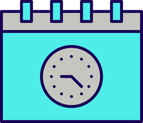 Sticker - Illustration Of Timetable Grey And Turquoise Icon Or Symbol.