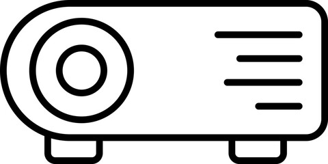 Poster - Video Projector Icon In Black Line Art.