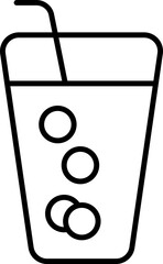 Poster - Cold Drink Glass With Straw Black Line Art Icon.