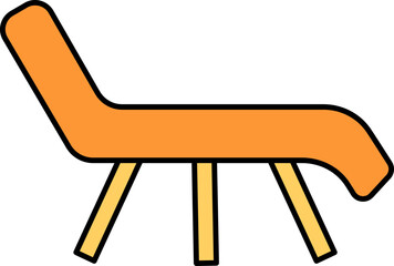 Sticker - Illustration Of Beach Chair Or Lounger Icon In Orange And Yellow Color.