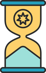 Poster - Star Symbol On Hourglass Icon In Yellow And Blue Color.