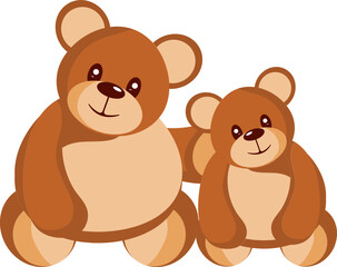 Canvas Print - Illustration Of Two Teddy Bear Icon In Brown Color.