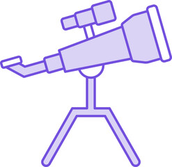 Poster - Telescope Icon in Purple And White Color icon in Flat Style.