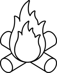 Wall Mural - Flat Style Bonfire Icon In Black Line Art.