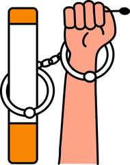 Poster - Handcuffs Hand With Cigarette Icon In Flat Style.