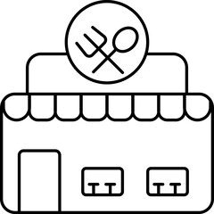 Canvas Print - Cafe or Restaurant Building Icon In Black Outline.