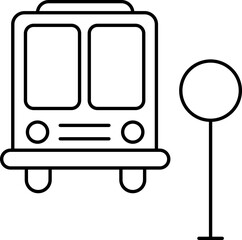 Wall Mural - Bus Stop Icon In Thin Line Art.