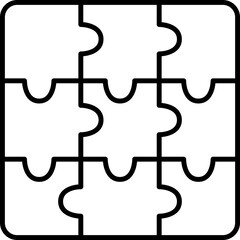 Canvas Print - Jigsaw Puzzle Black Outline Icon In Flat Style.