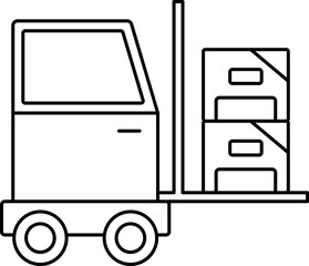 Sticker - Cargo Forklift Icon In Black Outline.