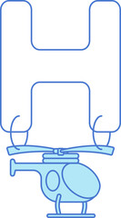 Poster - Letter H For Helicopter Icon In Blue And White Color.