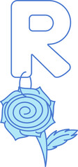 Poster - Letter R For Rose Icon In Blue And White Color.