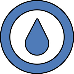 Sticker - Flat Style Drop Round Icon In Blue And White Color.