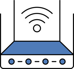 Sticker - Flat Style Router Icon In Blue And White Color.