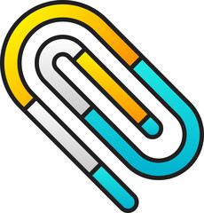 Poster - Paper Clip Or Link Yellow And Blue Icon In Flat Style.