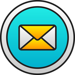 Sticker - Mail Or Envelope Symbol On Circle Icon In Gradient Blue And Yellow Color.