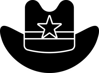 Canvas Print - Cowboy Hat Icon In B&W Color.