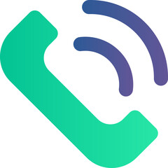 Canvas Print - Ringing Phone Icon Or Symbol In Blue And Green Color.