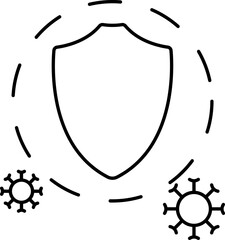 Wall Mural - Virus Shield Icon In Black Line Art.