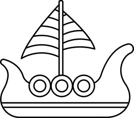 Canvas Print - Viking Ship Icon Or Symbol In Line Art.