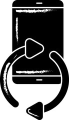 Poster - Doodle Style Smartphone Sync Icon In B&W Color.