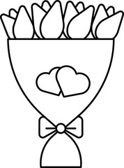 Poster - Flower Bouquet Icon In Black Line Art.