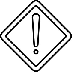 Canvas Print - Warning Symbol Or Icon In Black Line Art.