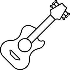 Canvas Print - Isolated Guitar Icon In Black Line Art.