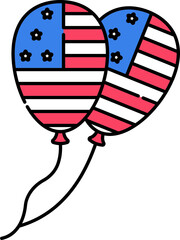 Wall Mural - American Flag Color Balloons Icon Or Symbol.