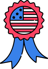 Sticker - American Flag Color Badge Ribbon Flat Icon.