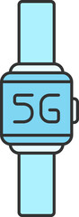 Poster - Blue 5G Watch Icon In Flat Style.