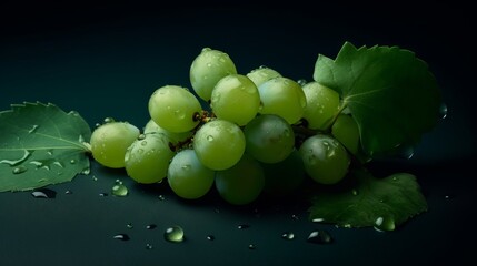 Wall Mural - fresh green bunch of grapes close up photo