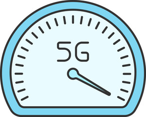 Poster - Blue 5G Speedometer Icon In Flat Style.