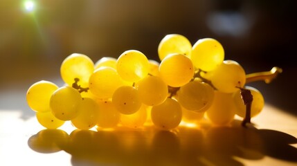 Wall Mural - fresh yellow bunch of grapes close up photo