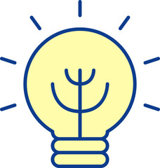 Sticker - Illuminated Bulb Icon Or Symbol In Yellow Color.