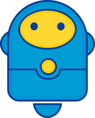 Sticker - Blue And Yellow Levitating Robot Icon In Flat Style.